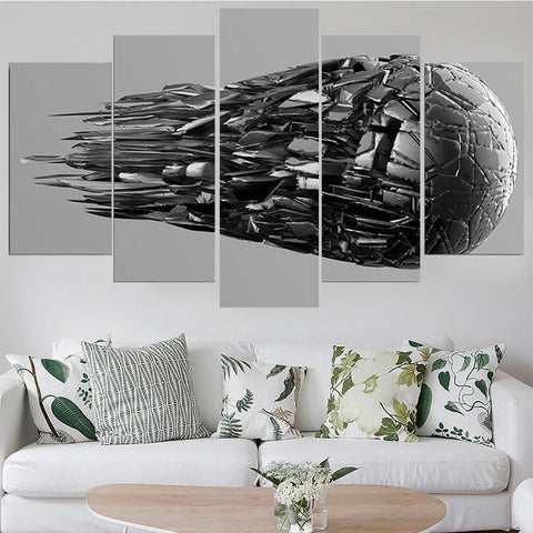 Soccer ball Silver Wall Art Canvas Decor Printing