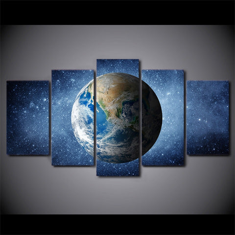 Space Universe Stars Blue Earth Wall Art Canvas Decor Printing