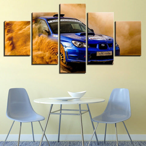 Subaru Blue Racing Car Sports Car Wall Art Canvas Decor Printing