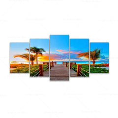 Tropical Beach Palm Tree Sunset Wall Art Canvas Decor Printing