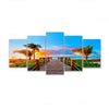 Image of Tropical Beach Palm Tree Sunset Wall Art Canvas Decor Printing