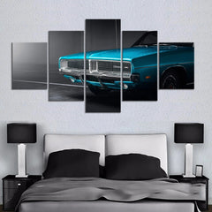 Vintage Blue Racing Sports Car Wall Art Canvas Decor Printing