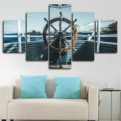 Vintage Ship Wheel Nautical Collage Wall Art Canvas Decor Printing