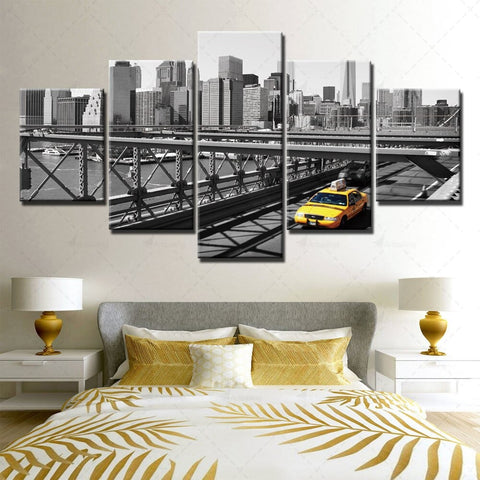 Yellow Taxi in the City Wall Art Canvas Decor Printing