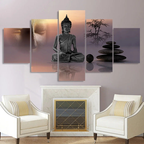 Zen Buddha Statue Landscape Wall Art Canvas Decor Printing