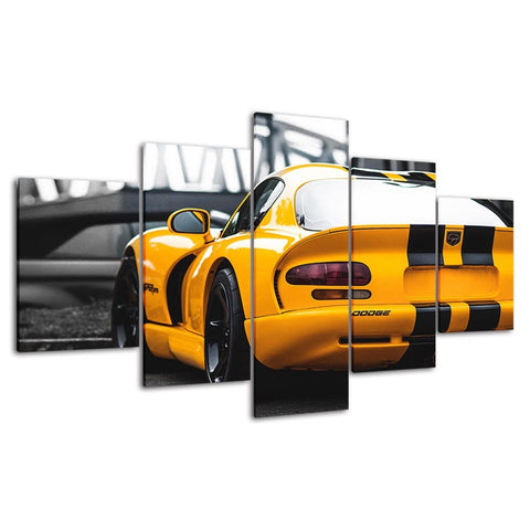 Dodge Viper Yellow Car Wall Art Canvas Decor Printing