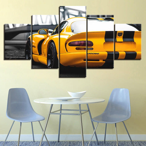 Dodge Viper Yellow Car Wall Art Canvas Decor Printing