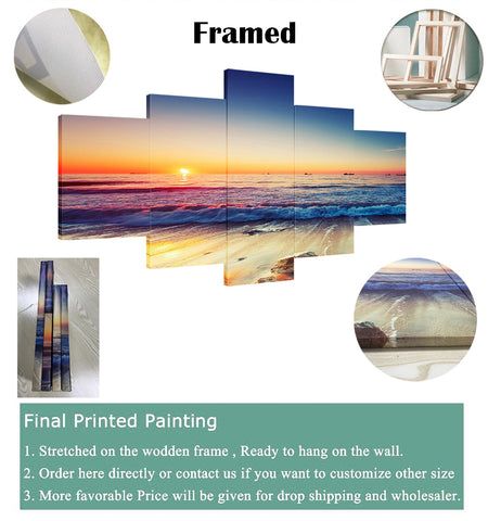 Boat Marina Port Sunset Wall Art Canvas Decor Printing