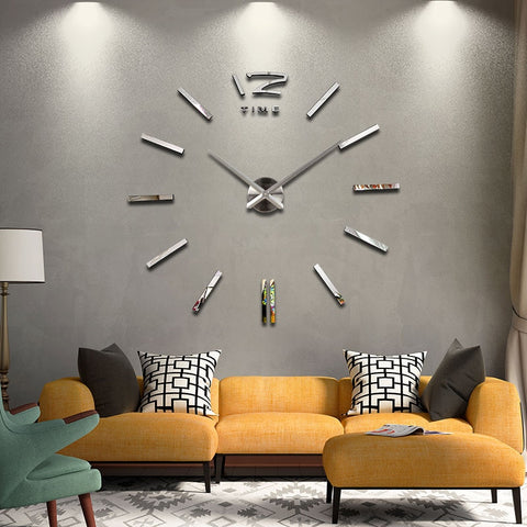 DIY 3D Decoration wall clock Quartz mirror metal - DelightedStore