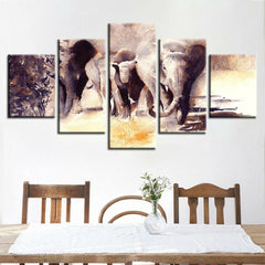 Abstract African Elephant Herd Wall Art Canvas Decor Printing