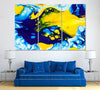 Image of Abstract Color Splash Yellow-Blue Wall Art Canvas Print Decor