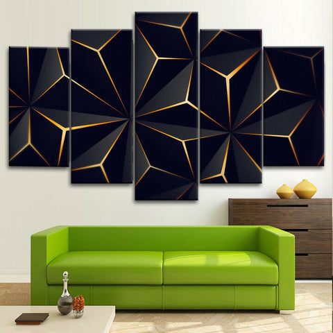 Abstract Geometric Gold Triangle Wall Art Canvas Decor Printing