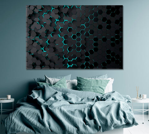Abstract Hexagonal Technology Wall Art Canvas Print Decor-1Panel