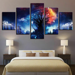 Abstract Ice and Fire Tree Wall Art Canvas Decor Printing