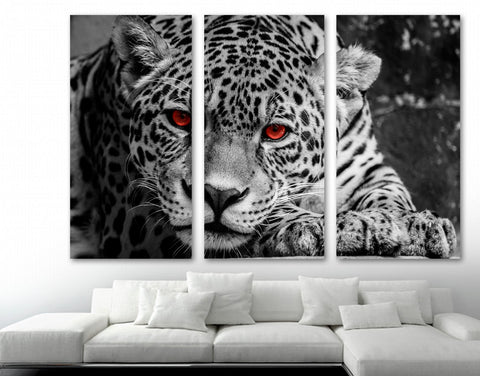 Abstract Leopard Red Eyes Wall Art Canvas Decor Printing