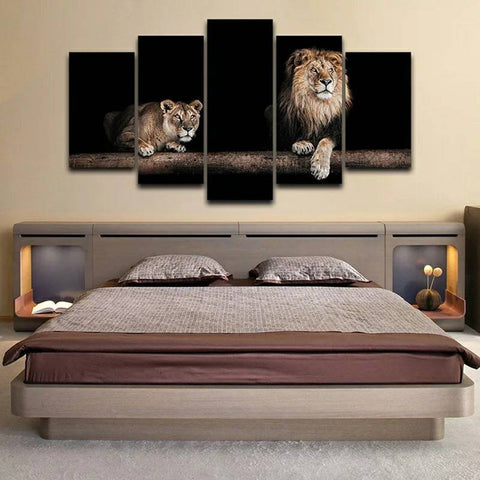 Abstract Lion Couple Wall Art Canvas Decor Printing