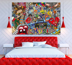 Abstract Music Graffiti Wall Art Canvas Print Decor-1Panel