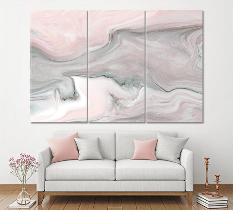 Abstract Pink Marble Wall Art Canvas Print Decor-3Panels