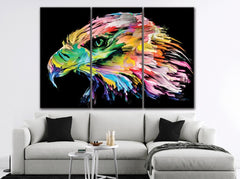 Abstract Rainbow Eagle Wall Art Canvas Print Decor