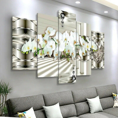 Abstract White Orchids Flower Wall Art Canvas Decor Printing