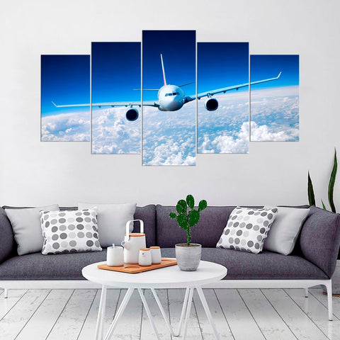 Airplane Flight Clouds Wall Art Canvas Decor Printing