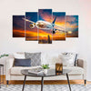 Image of Airplane Flight Sunset Wall Art Canvas Decor Printing