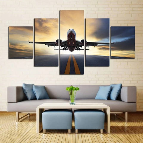 Airplane Landing Wall Art Canvas Decor Printing