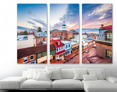 Annapolis, Maryland Blue Sky Wall Art Canvas Print Decor-3Panels