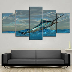 Atlantic Sailfish Blue Marlin Fish Wall Art Canvas Decor Printing