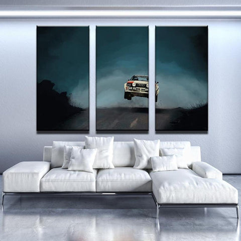 Audi Car Jumping Racing Wall Art Canvas Decor Printing