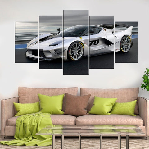 Automobile White Super Car Wall Art Canvas Decor Printing