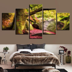 Autumn Beautiful Tree And Stone Wall Art Canvas Decor Printing