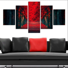 Autumn Red Tress in The Garden Wall Art Canvas Decor Printing