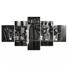 Barber Shop Scissors Black-White Wall Art Canvas Decor Printing