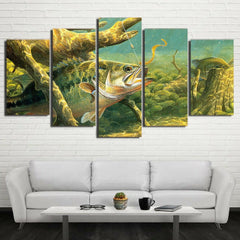 Bass Fishing Lake Fish Wall Art Canvas Decor Printing