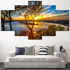 Beautiful Sunrise Sunset River & Trees Forest Wall Art Canvas Decor Printing