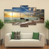 Image of Beautiful Sunset On Rocky Sandy Beach Wall Art Canvas Decor Printing