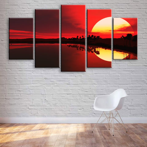 Beautiful Sunset Red Sky At Night Wall Art Canvas Decor Printing