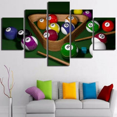 Billiards Pool Balls Cue Wall Art Canvas Decor Printing