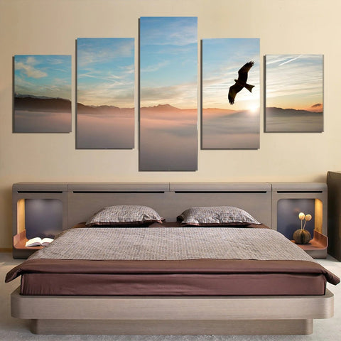 Bird Flying Sunrise Wall Art Canvas Decor Printing