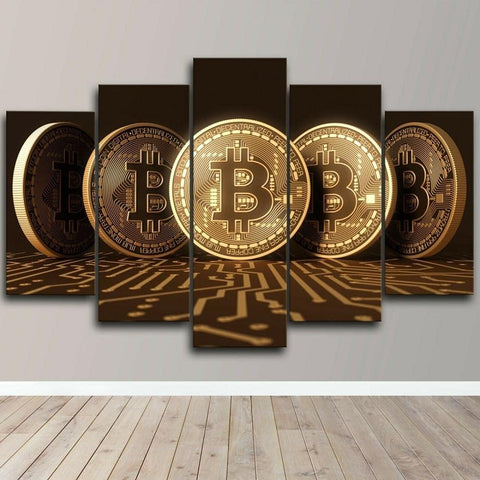 Bitcoin Crypto BTC Gold Currency Wall Art Canvas Decor Printing