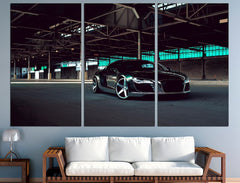 Black Audi R8 Sports Car Wall Art Canvas Print Decor