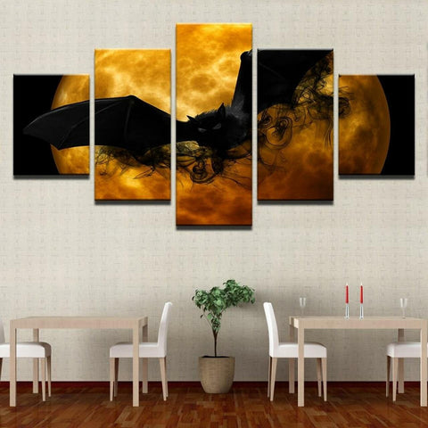 Black Bat in Full Moon Wall Art Canvas Decor Printing