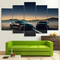 Black Chevrolet Camaro Roadster Wall Art Canvas Decor Printing