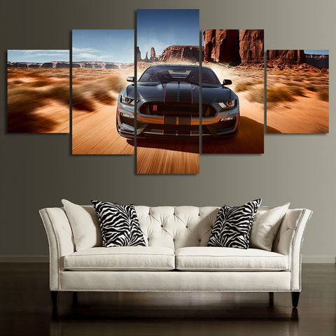 Black Ford Mustang GT Car Wall Art Canvas Decor Printing