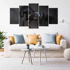Black Horse Animal Wild Life Wall Art Canvas Decor Printing