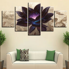 Black Lotus Flower Magic Wall Art Canvas Decor Printing