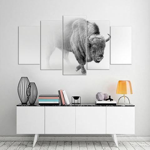 Black and White American Bison Buffalo Wall Art Canvas Decor Printing