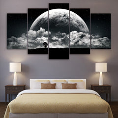 Black and  White Earth Wall Art Canvas Decor Printing