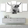 Image of Black and White Highland Cow Wall Art Canvas Decor Printing